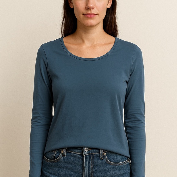 Peruvian Connection Tops - Peruvian Connection Layering Women's Blue Long Sleeve Top size L